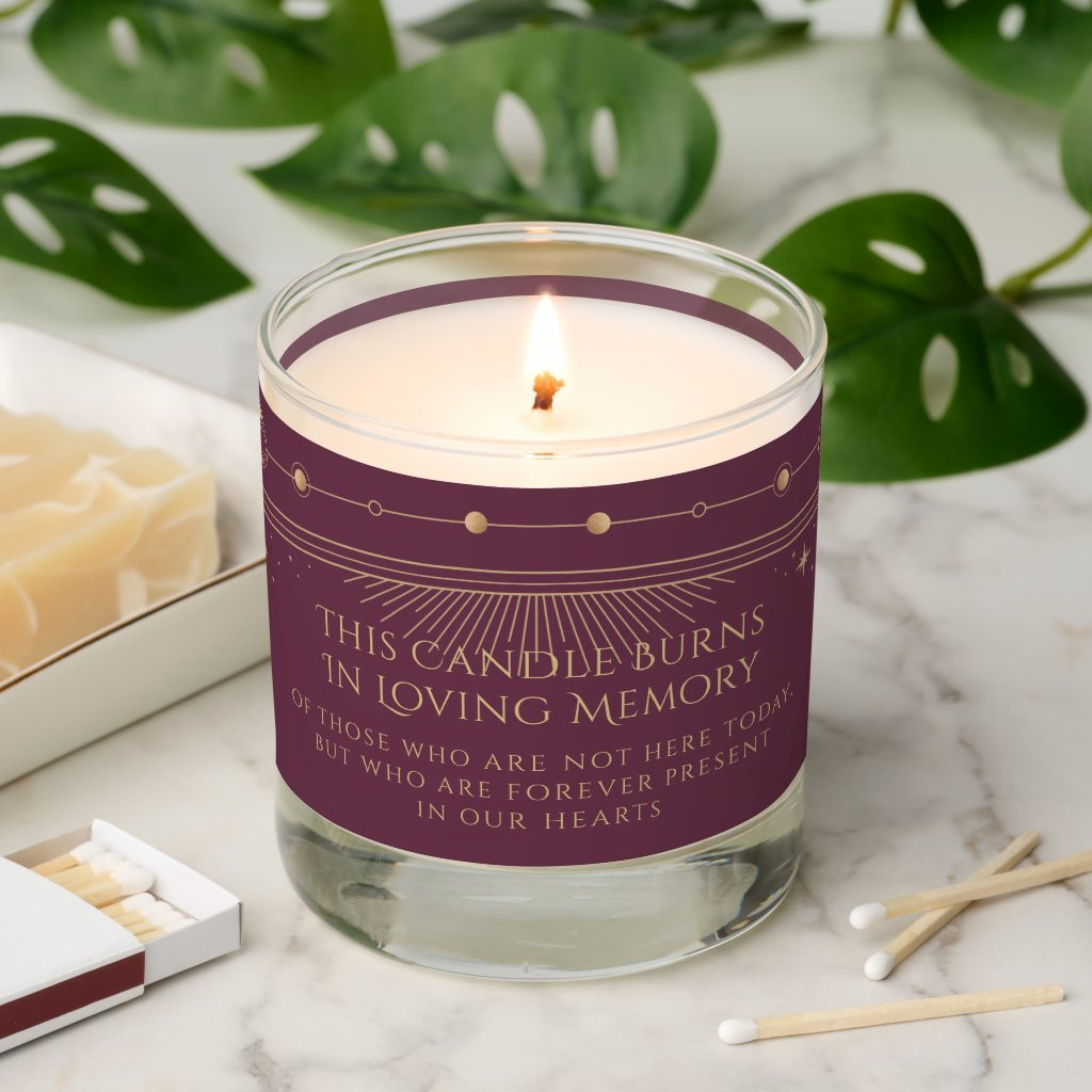 This Candle Burns Mystical Plum Gold Celestial | Zazzle