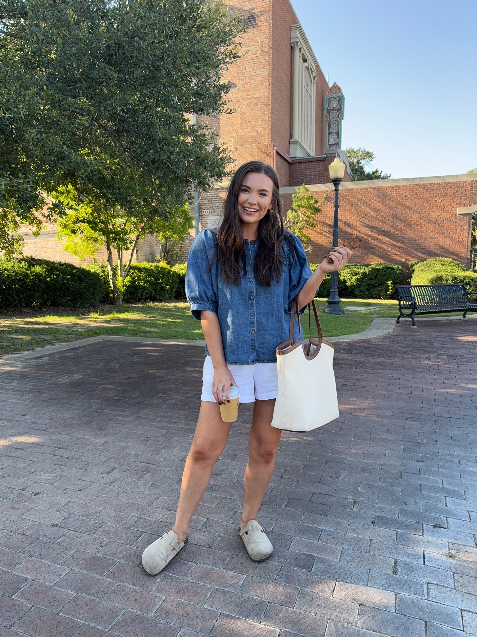 Mom style outfit of the day! Denim top paired with white shirts and my new Target bag! 

#LTKStyleTip #LTKPetite #LTKSaleAlert