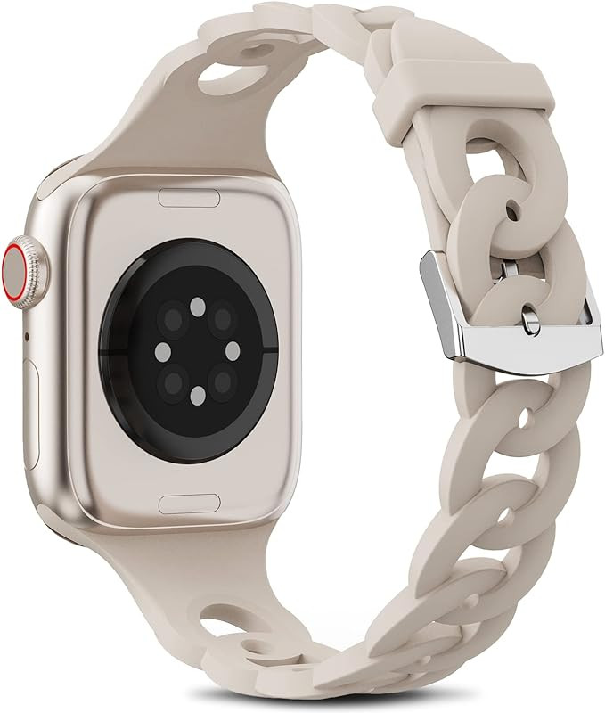 Luxury Slim Silicone Bands Compatible With Apple Watch Band 38mm 40mm 41mm 42mm 44mm 45mm for Wom... | Amazon (US)