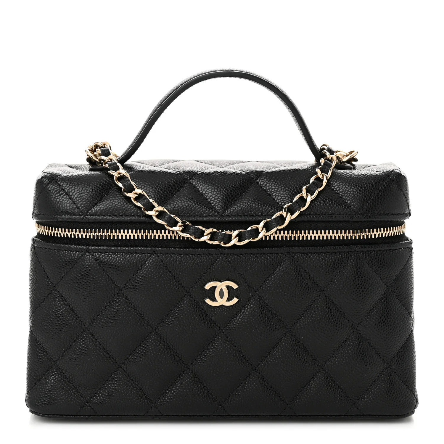 CHANEL Caviar Quilted Top Handle Slim Vanity With Chain Black | FASHIONPHILE | FASHIONPHILE (US)
