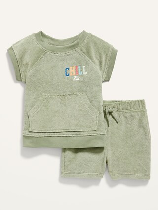 Unisex Graphic Loop-Terry Short-Sleeve Sweatshirt & Shorts Set for Baby | Old Navy (US)