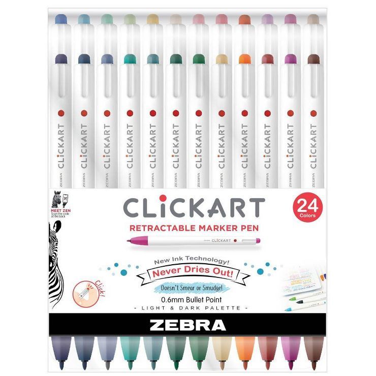Zebra 24pk Clickart Retractable Creative Markers 0.6mm Assorted Colors | Target