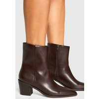 Womens Western Heeled Ankle Boots - Brown - 4, Brown | Boohoo.com (UK & IE)