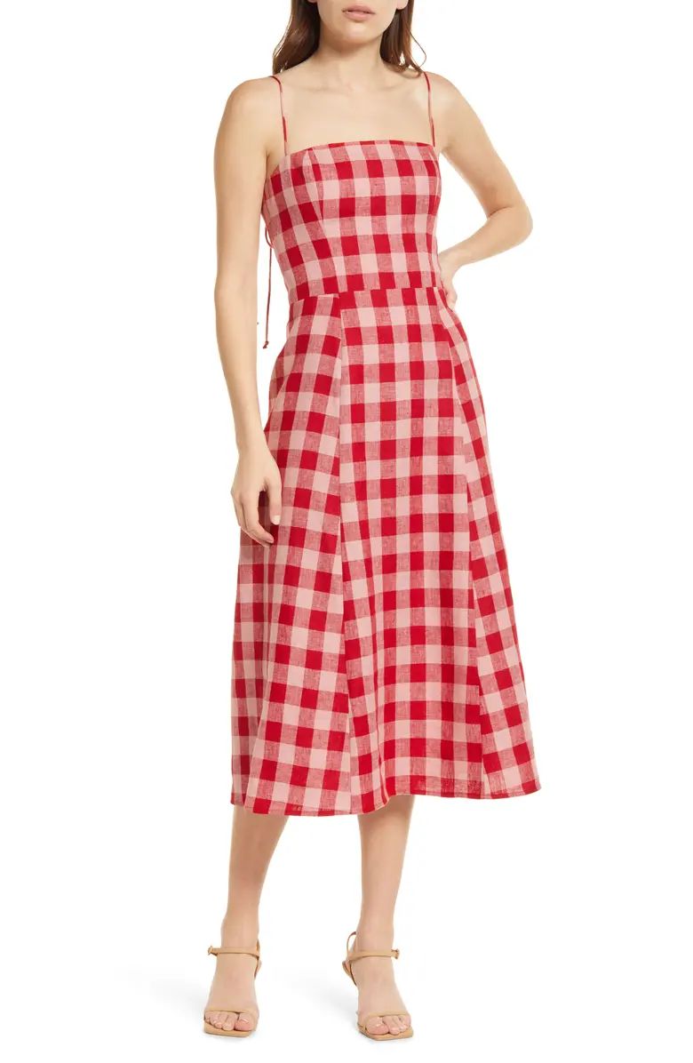 Christen Plaid Pleat Midi Sundress | Nordstrom