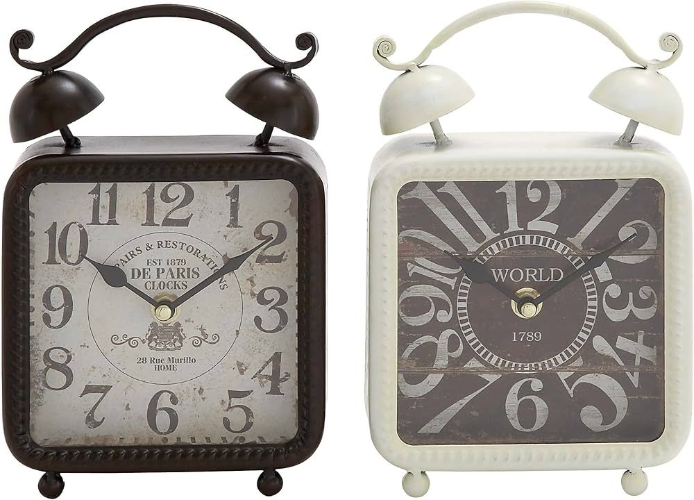 Deco 79 Glass Bell Top Clock, Set of 2 6"W, 9"H, Black | Amazon (US)