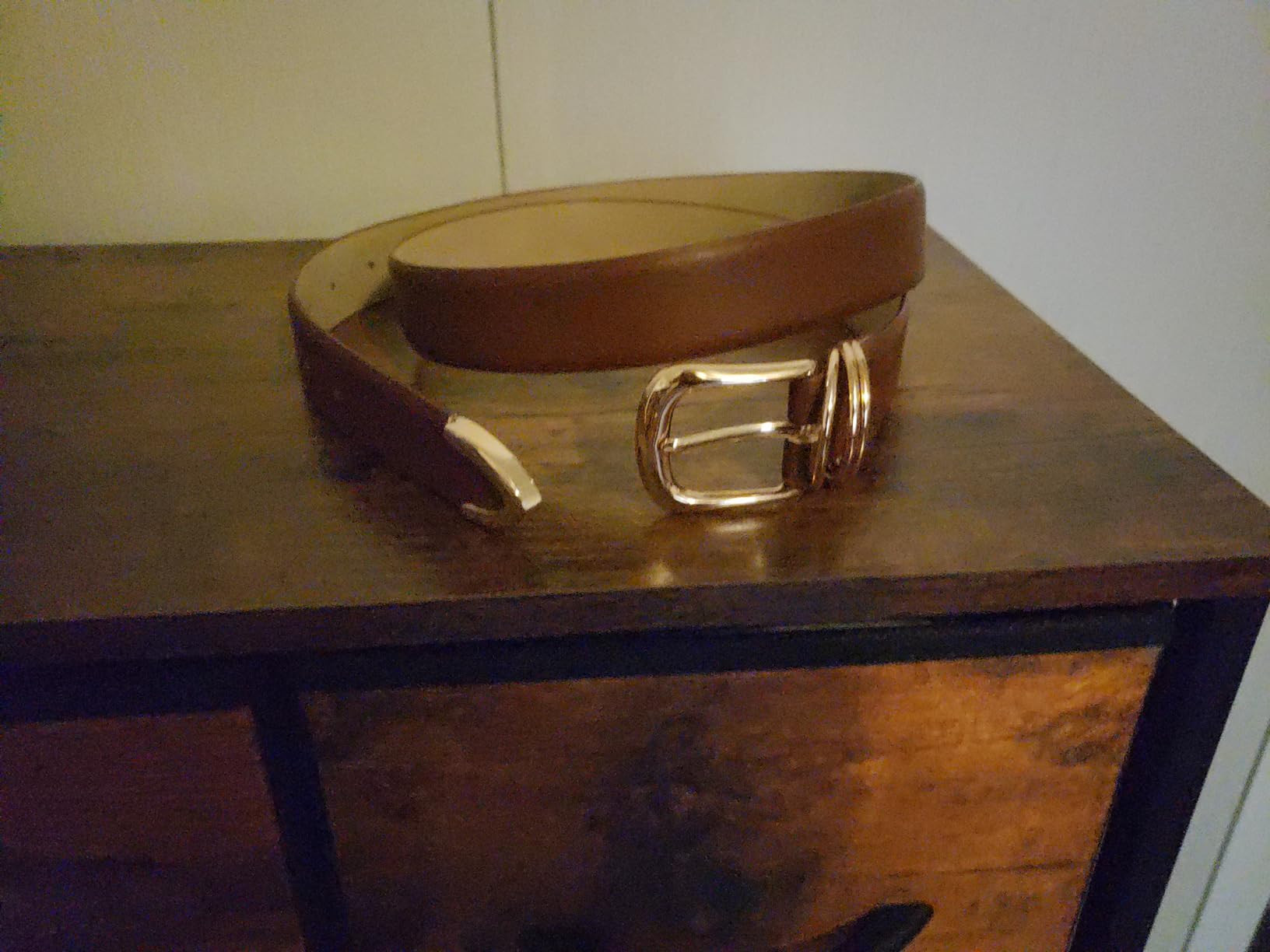 Women's Leather Belts with Gold Buckle Fashion Leather Waist Belt Elegant Ladies Belts for Jeans ... | Amazon (US)