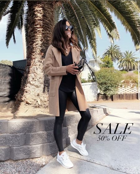 My cardigan blazer is currently 50% off! Casual style. I’m just shy of 5’7 wearing the size XS and S faux leather leggings. 
Casual style, faux leather leggingsx StylinByAylin 