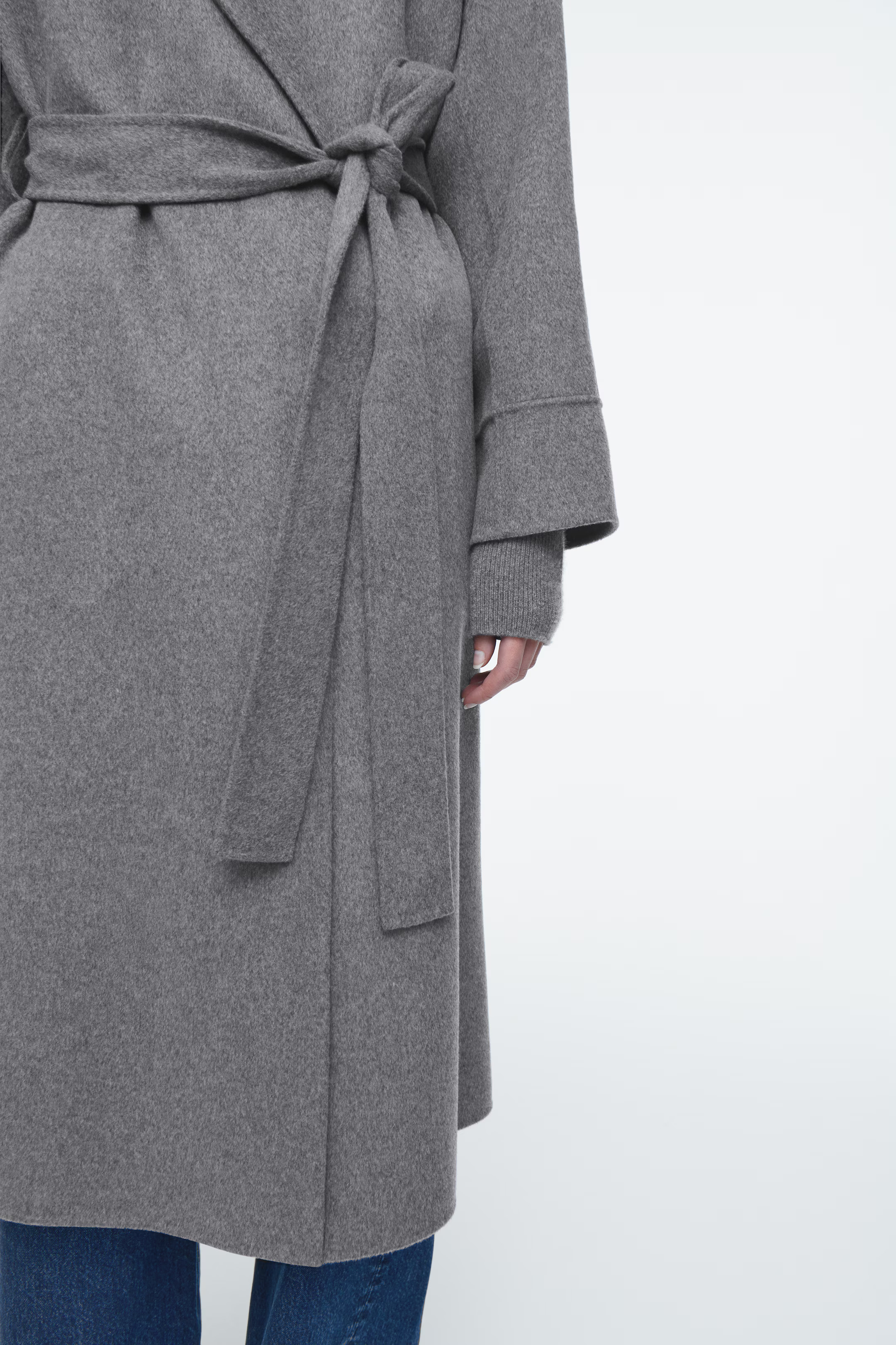 BELTED DOUBLE-FACED WOOL LONG COAT | H&M (UK, MY, IN, SG, PH, TW, HK)