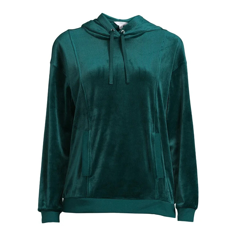 Time and Tru Women's Corduroy Velour Hoodie, Sizes XS-3XL - Walmart.com | Walmart (US)