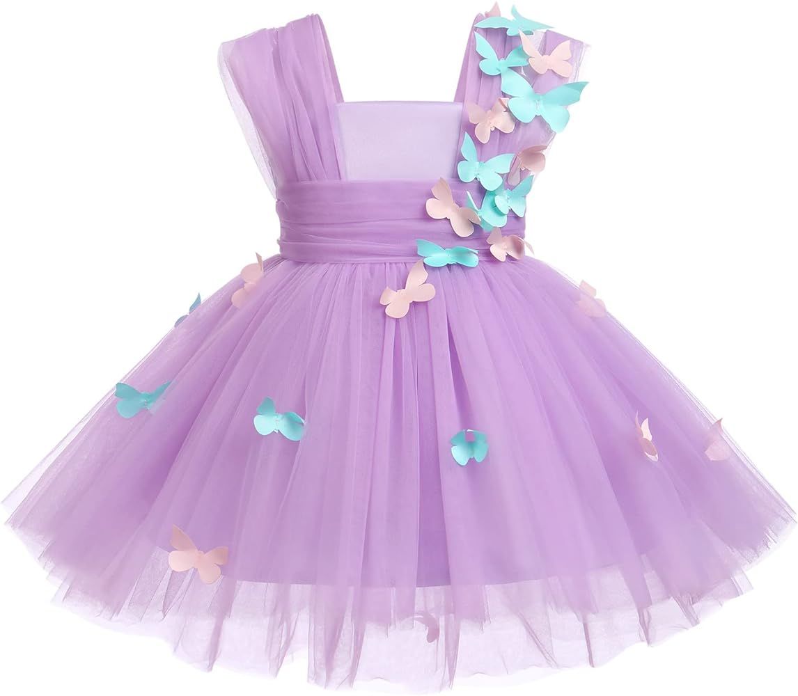 Baby Girl Butterfly Dress Toddler Sleeveless Butterfly Tulle Dresses Birthday Pageant Wedding Par... | Amazon (US)