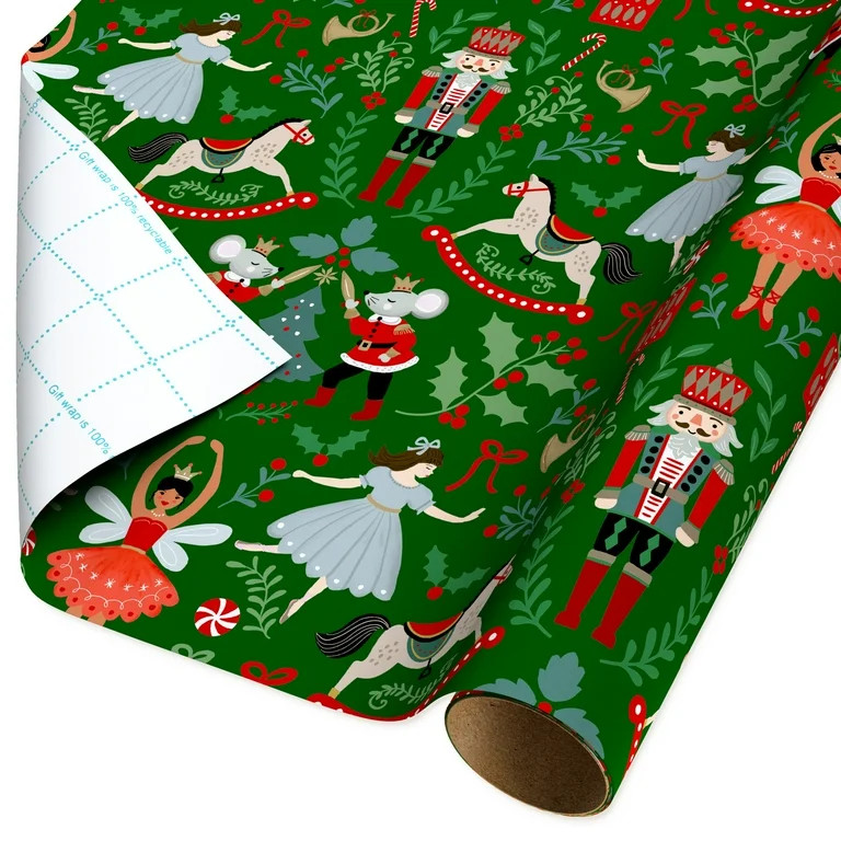 Green Nutcracker Christmas Wrapping Paper, 160 sq ft, by Holiday Time | Walmart (US)
