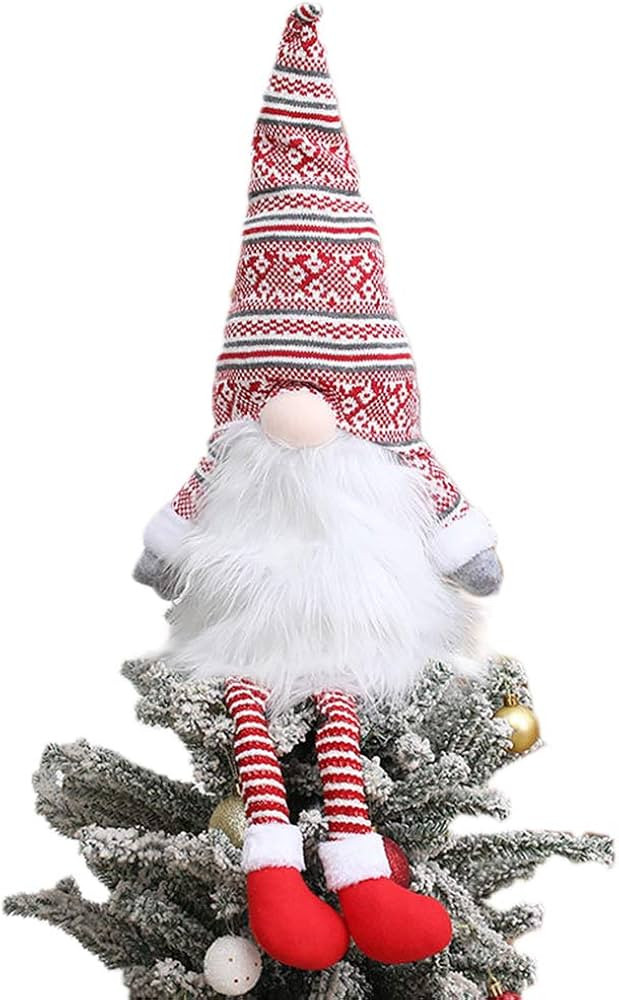 Gnome Christmas Tree Topper,Gnome Christmas Ornaments Santa Gnomes Plush Party Decoration Ornamen... | Amazon (US)