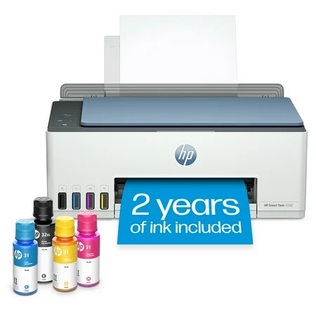 HP Smart Tank 5102 Wireless All-in-One Cartridge-Free Ink Tank Printer, 2 Yrs Ink Incl, Surf Blue | Walmart (US)