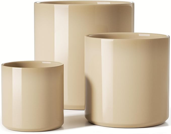 LE TAUCI 10+8+6 Inch Ceramic Pots for Plants, Indoor Planters with Drainage Hole and Plug, Modern... | Amazon (US)