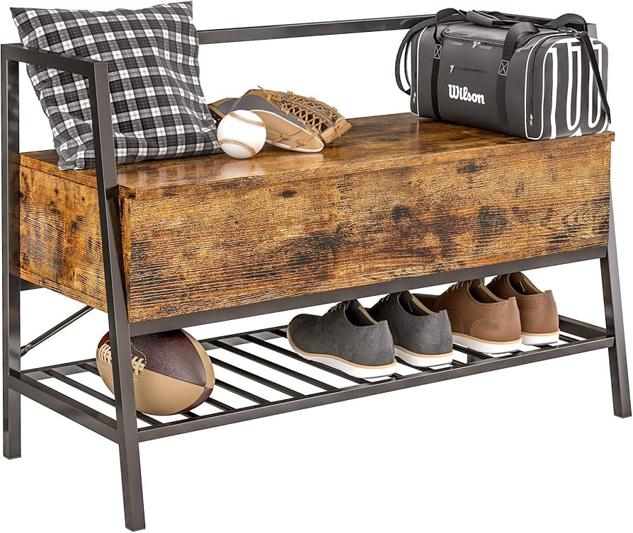 IRONCK Storage Bench with Lift Top Box, Entryway Shoe Bench with Shoe Rack, Entry Bench Shoe Orga... | Amazon (US)