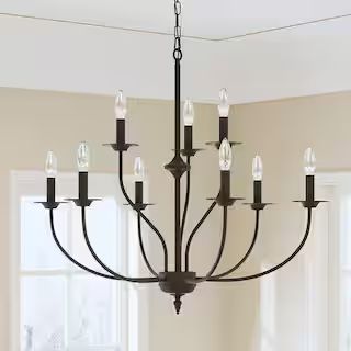 Maxax Boise 9-Light Black Candle Style Classic/Traditional Chandelier 19143-9RS - The Home Depot | The Home Depot