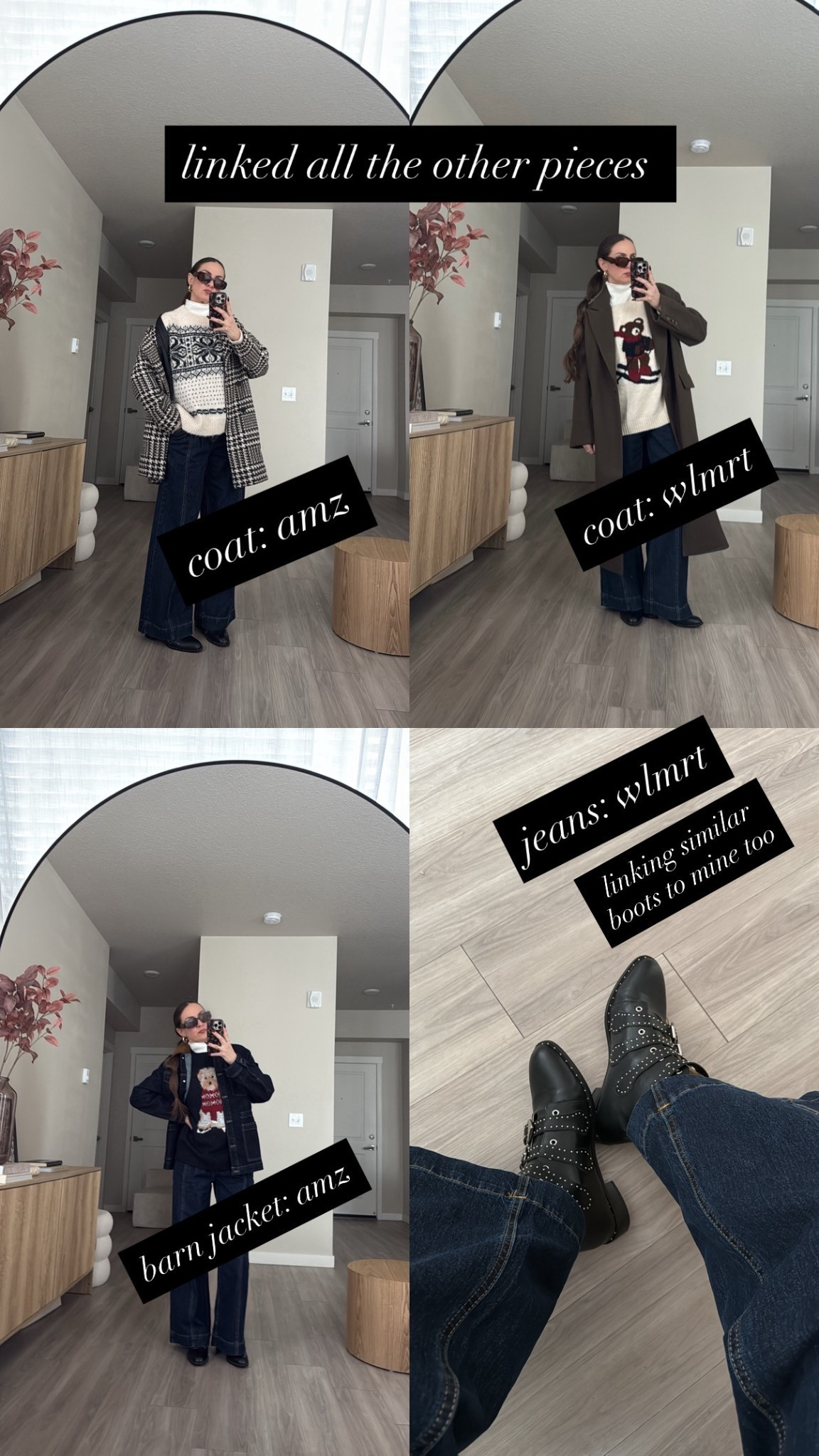 coats and denim linked 
my boots are very old designer boots 
linked similar 