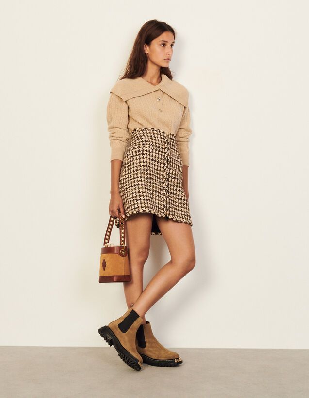 Short houndstooth skirt | Sandro Paris (US)