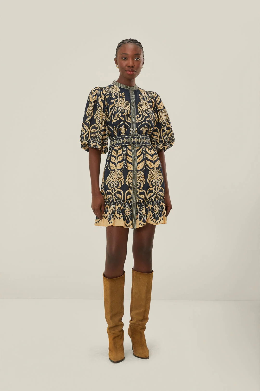 Navy Blue Ainika Tropical Splendor Mini Dress, AINIKA TROPICAL SPLENDOR BLUE / S | FarmRio (US)