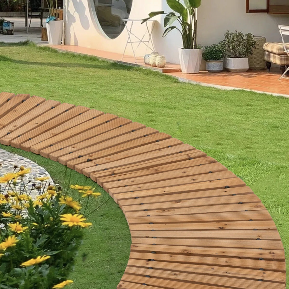 Cedar Wood Garden Pathway For Outdoors Roll Out | Wayfair North America