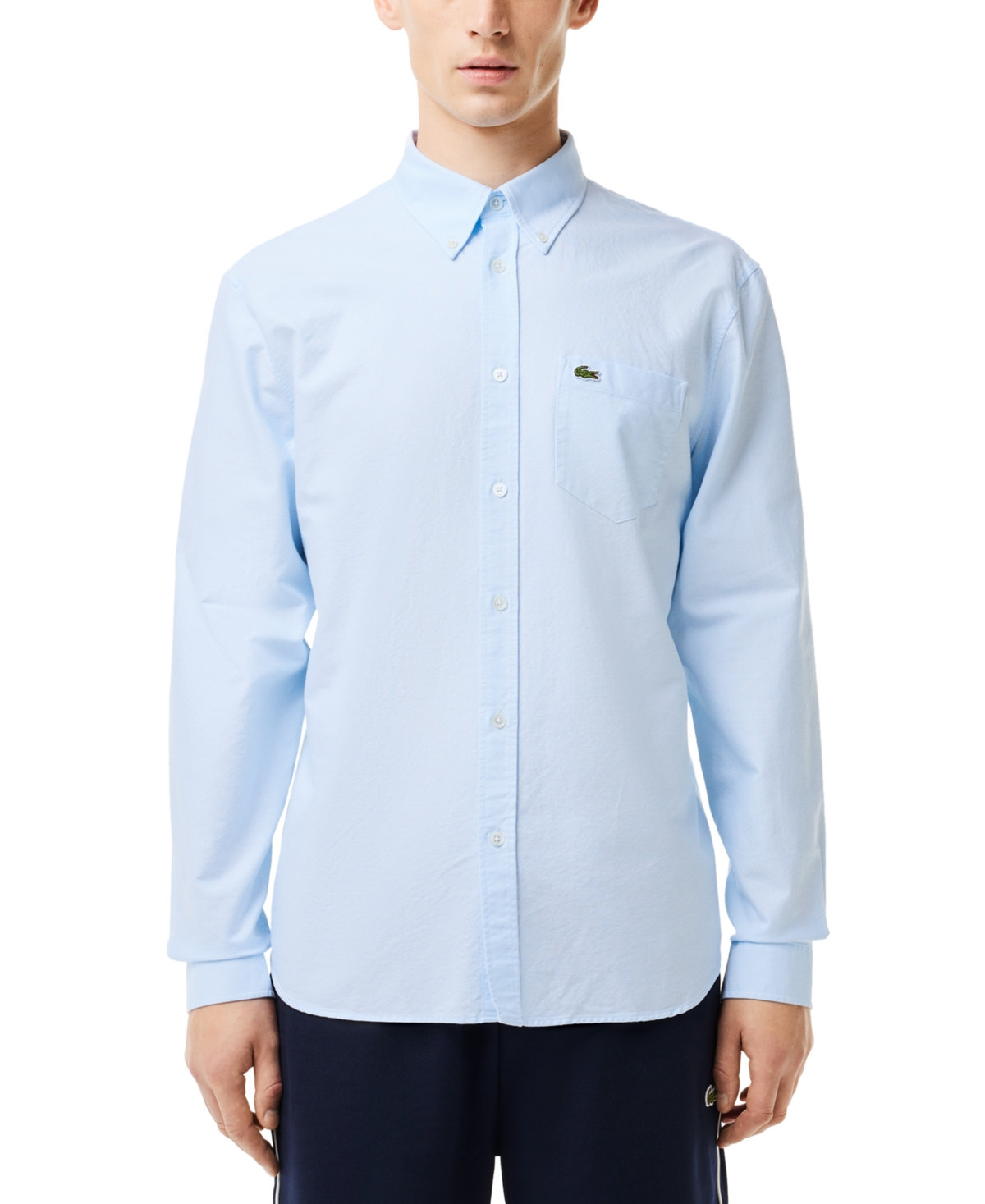 Lacoste Men's Woven Long Sleeve Button-Down Oxford Shirt - Blanc/Panorama | Macy's