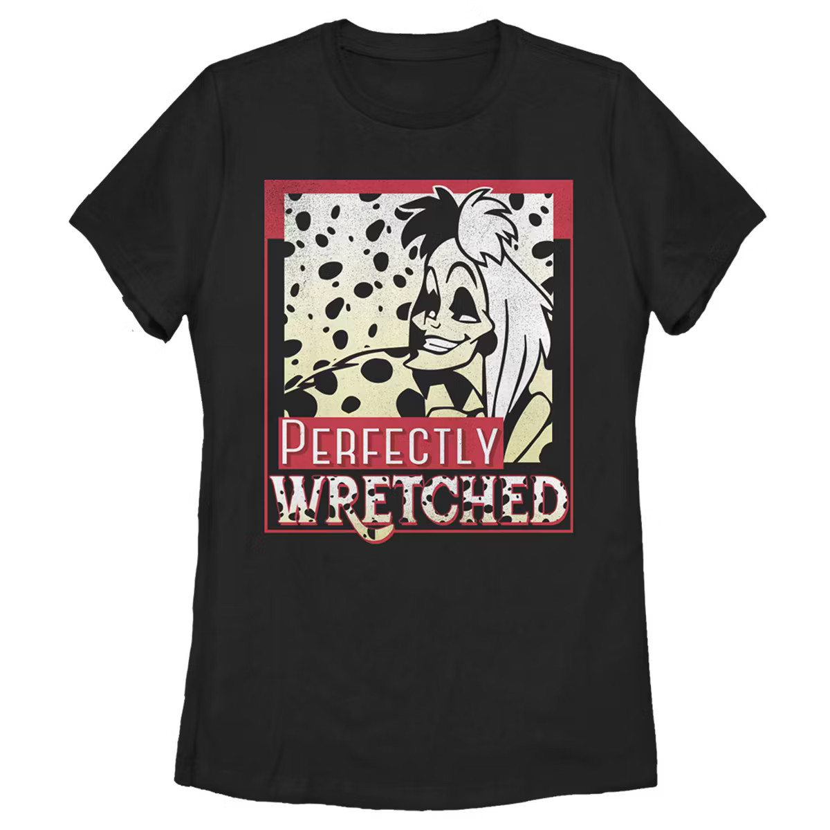 Women's One Hundred and One Dalmatians Cruella De Vil Perfectly Wretched Poster T-Shirt | Target