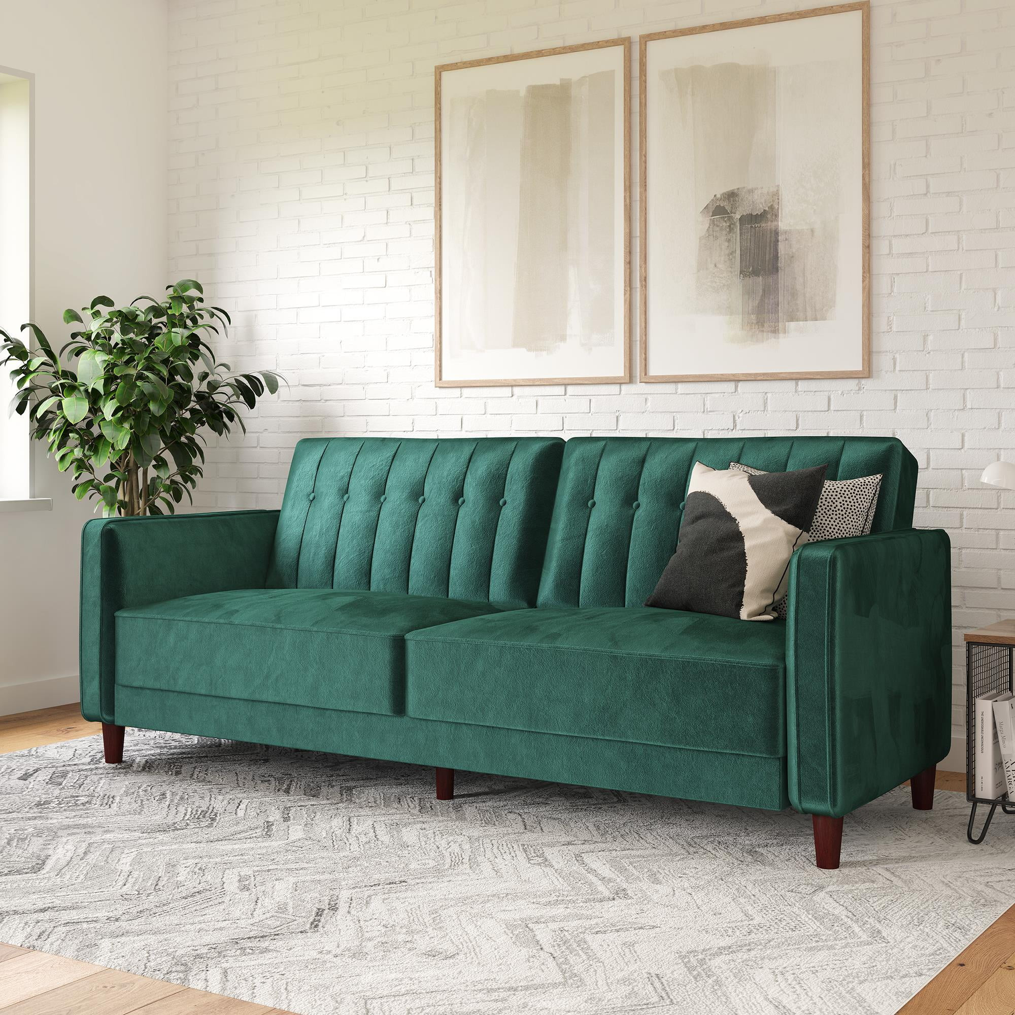 DHP Pin Tufted Transitional Futon, Green Velvet | Walmart (US)