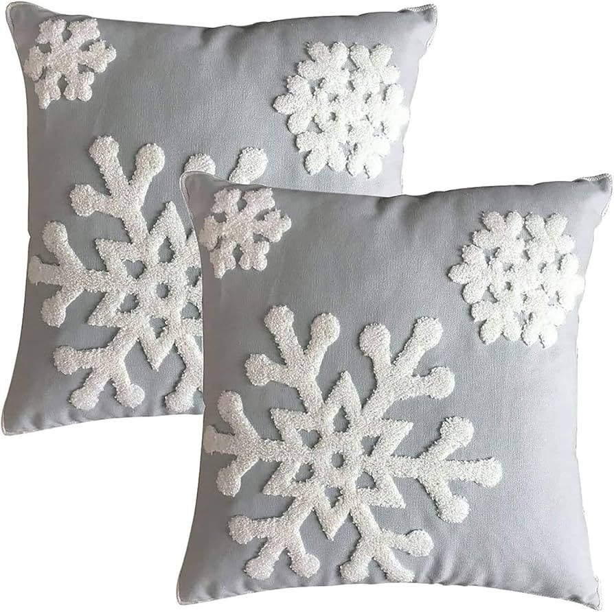 Amazon.com: Elife Soft Square Christmas Snowflake Home Decorative Canvas Cotton Embroidery Throw ... | Amazon (US)