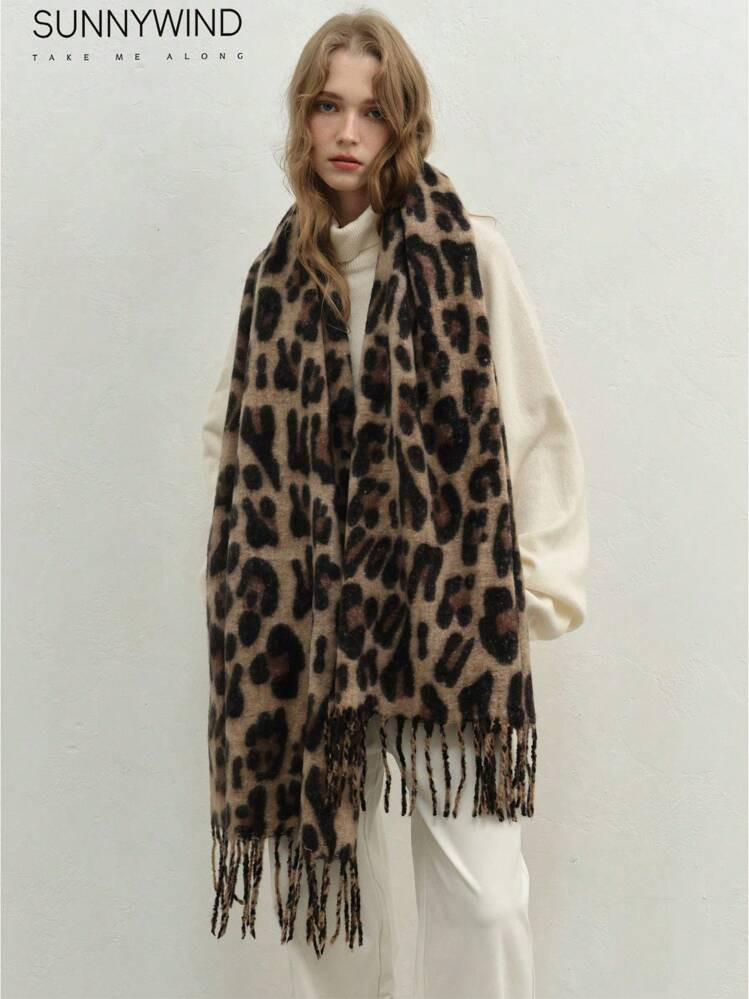 1pc Women Scarves Chic Warm Thickened Animal Print Elegant Leopard Scarf For Winter | SHEIN