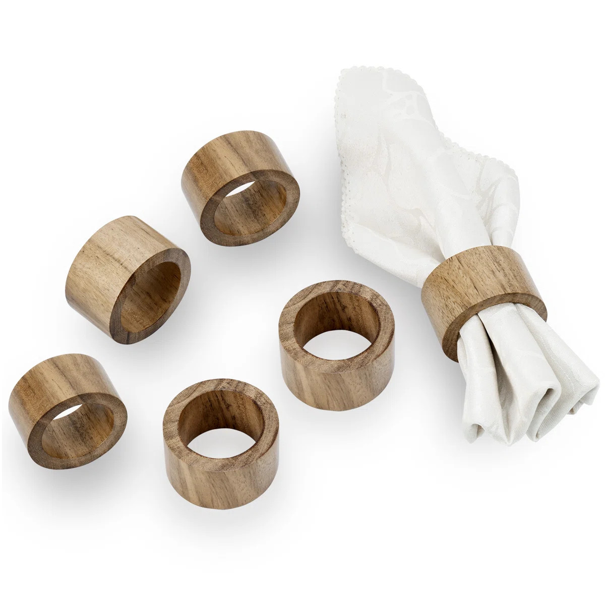 6 Piece Solid Wood Dinner Napkin Rings (Set of 6) | Wayfair North America