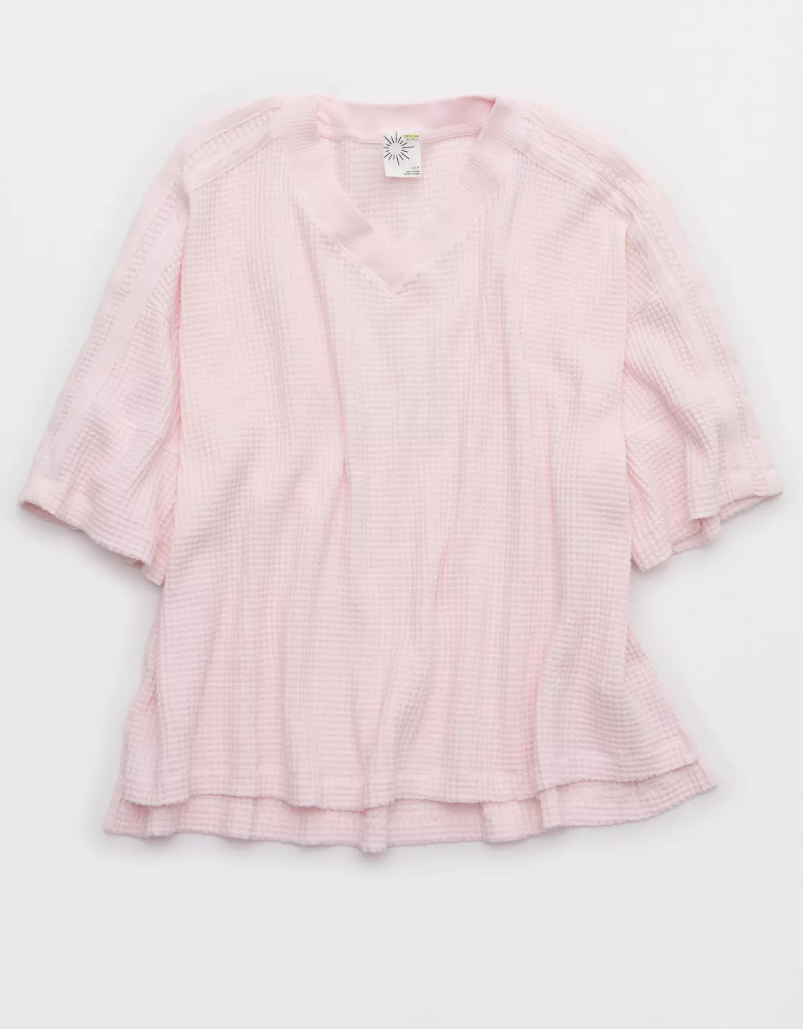 OFFLINE By Aerie Wow! Waffle Jersey V-Neck T-Shirt | Aerie