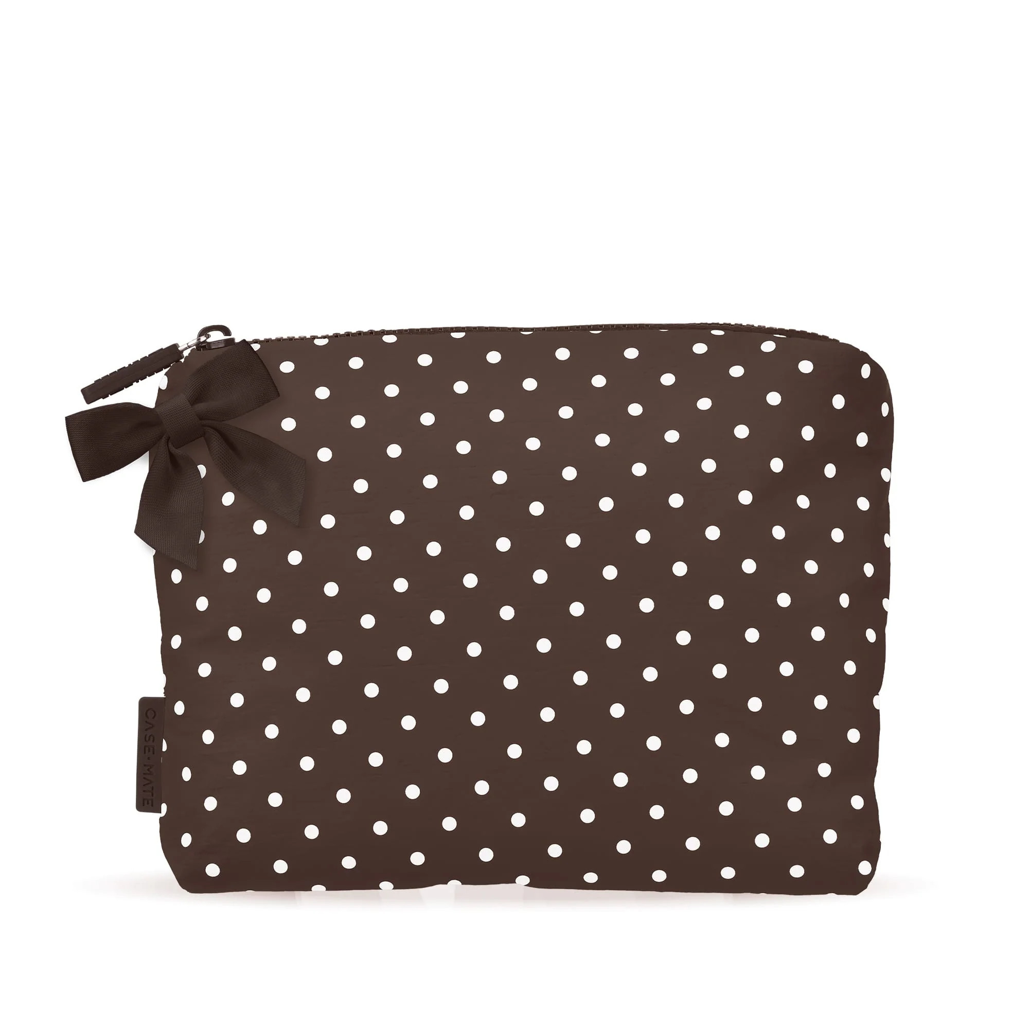 Crinkle Makeup Bag Espresso Polka Dot Bow | Case-Mate