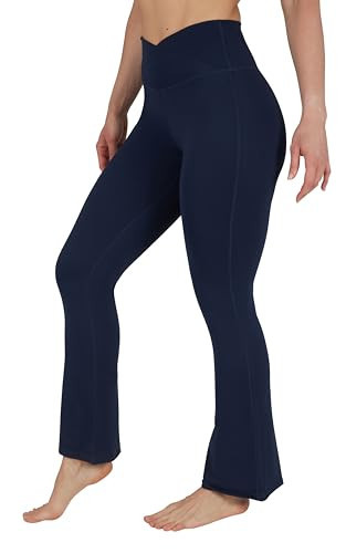 Yogalicious Womens Crossover High Waisted Flare Legging Squat Proof Yoga Pant | 29" & 31.5" Inseam - Navy Blazer - Small | Amazon (US)