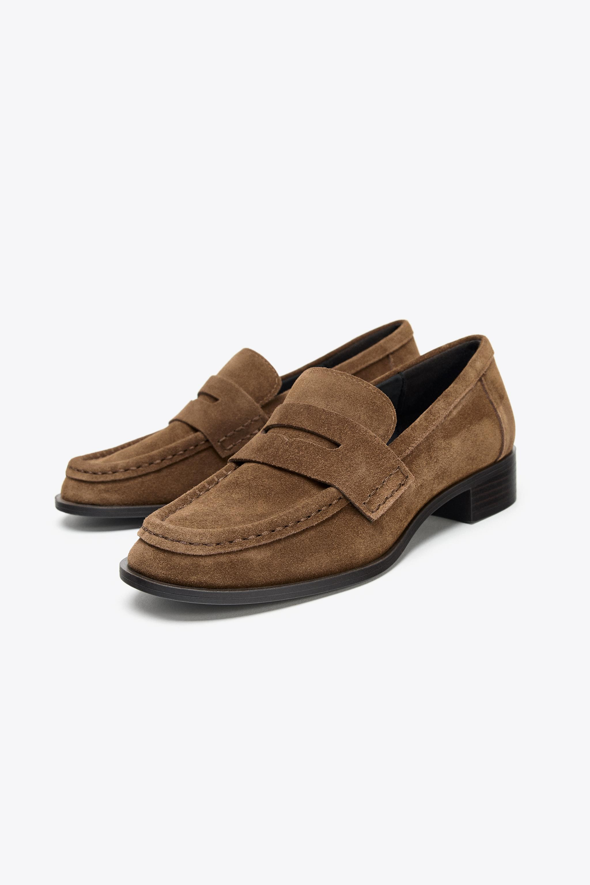 SPLIT SUEDE PENNY LOAFERS | Zara UK