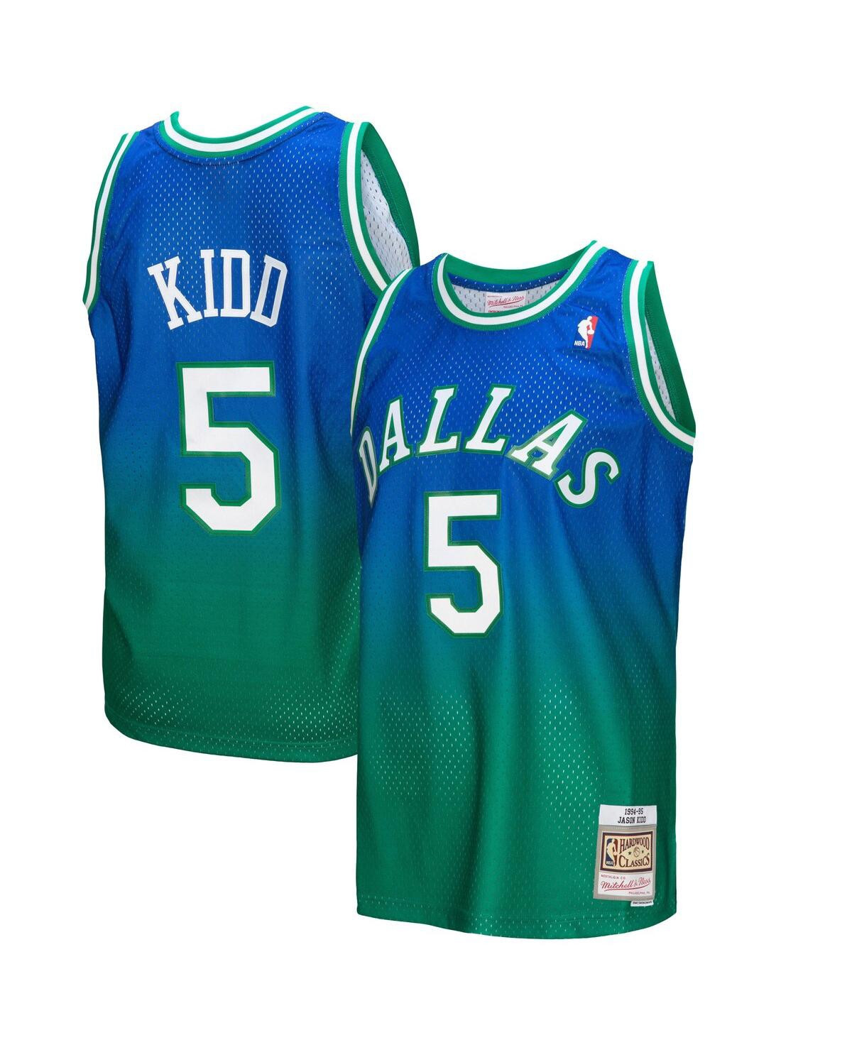 Men's Mitchell & Ness Jason Kidd Green and Navy Dallas Mavericks 1994/95 Hardwood Classics Fadeaway Swingman Player Jersey - Green, Navy | Macy's