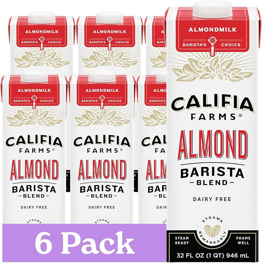 Califia Farms - Original Almond Barista Blend Almond Milk 32 Oz (Pack Of 6), Shelf Stable, Dairy ... | Amazon (US)