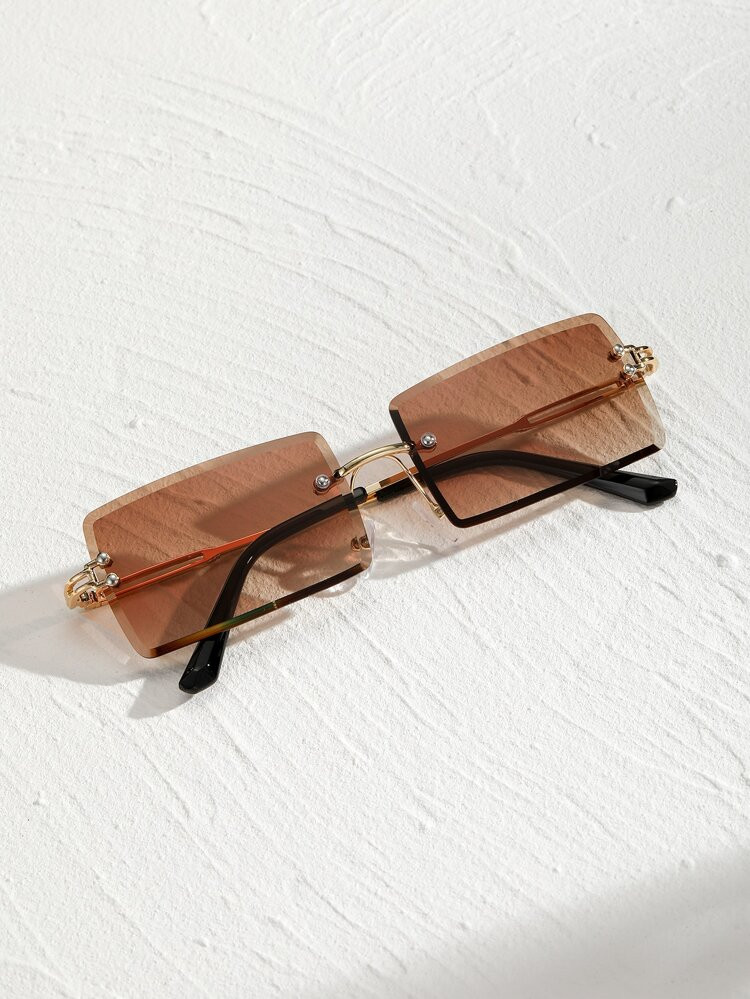 Men Rivet Decor Rimless Sunglasses | SHEIN