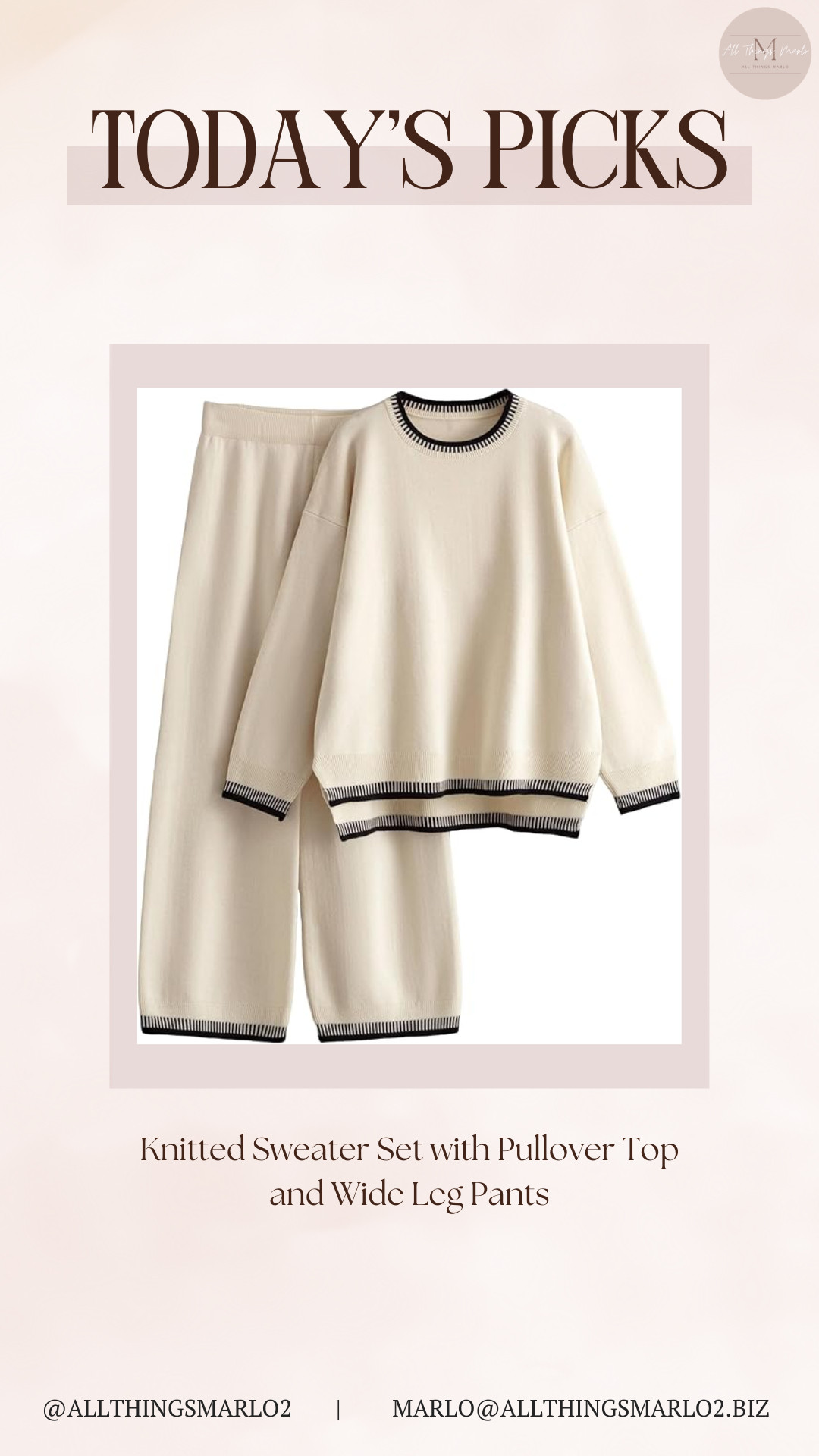 Knitted Sweater Set with Pullover Top and Wide Leg Pants 

 #LTKSeasonal #LTKWorkwear #LTKTravel