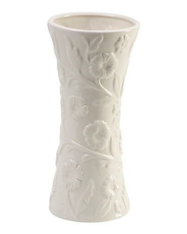 Concave Floral Stem Embossed Ceramic Vase | Home | Marshalls | Marshalls