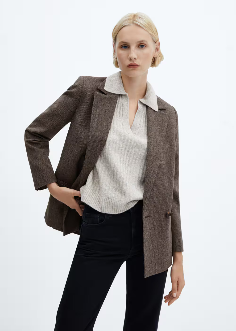 Cross button blazer -  Women | Mango USA | MANGO (US)