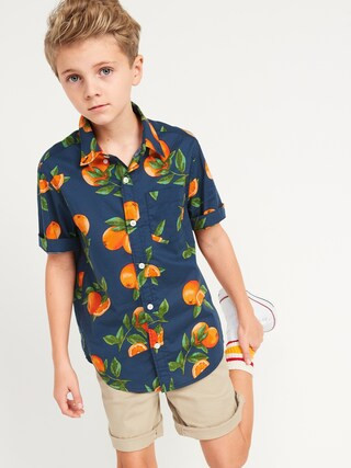 Printed Built-In Flex Short-Sleeve Shirt for Boys | Old Navy (US)