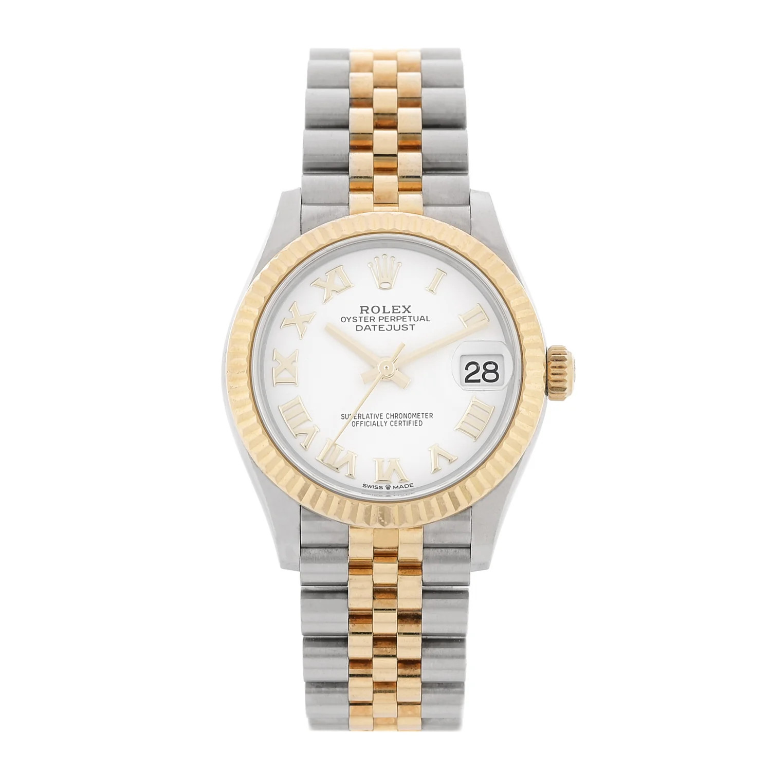 Stainless Steel 18K Yellow Gold 31mm Oyster Perpetual Datejust Watch White Roman 278273 | FASHIONPHILE (US)
