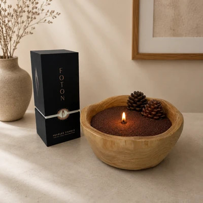 The Caramel Scented Wood Set | Foton Pearled Candle