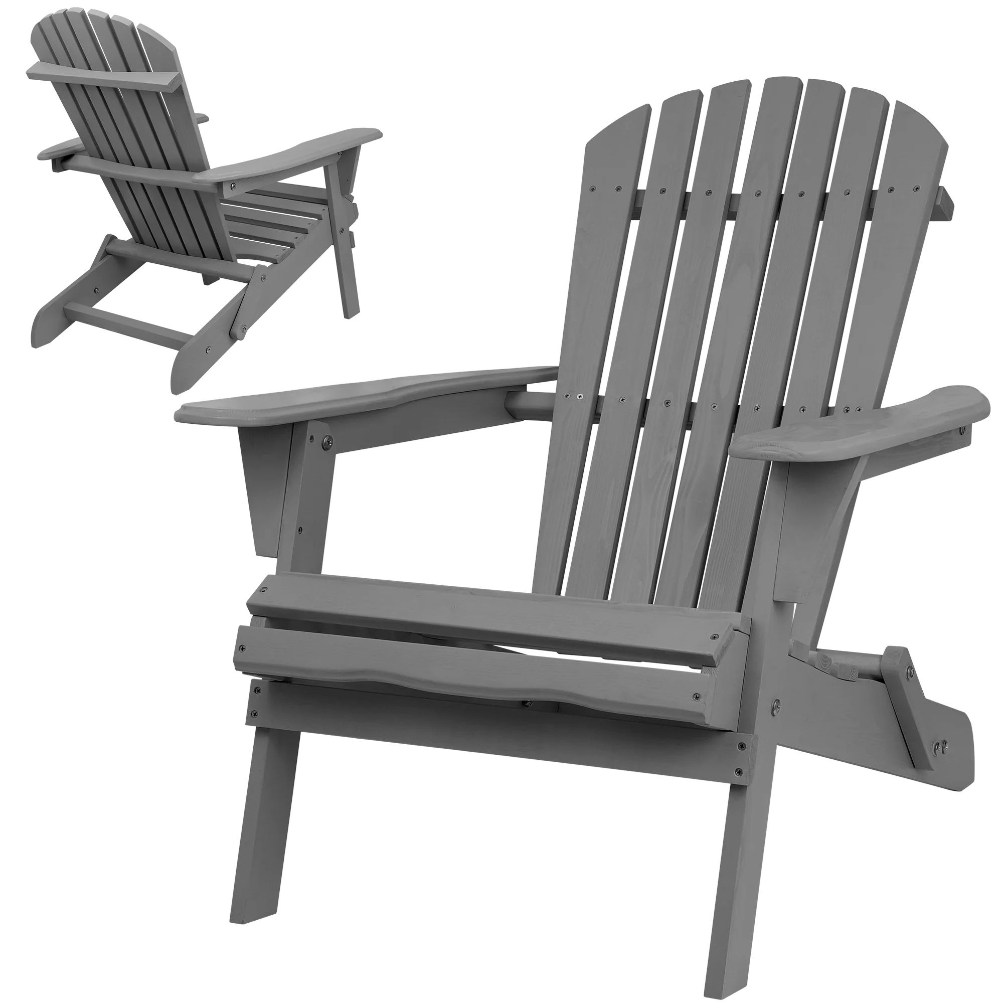 Outdoor Patio Chair, Seizeen Wooden Folding Adirondack Chair, Porch Furniture Lounge Chairs for F... | Walmart (US)