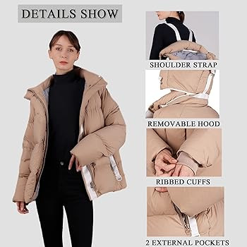Women's Thickened Down Jacket - Winter Hooded Short Puffy Packable Jacket, Warm Puffer Down Coat ... | Amazon (US)