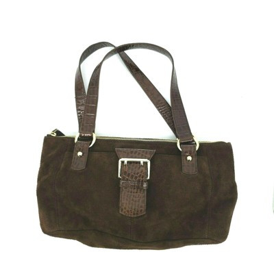 Ralph Lauren Womens Brown Suede Purse Shoulder Bag Buckle Embossed Croc   | eBay | eBay CA