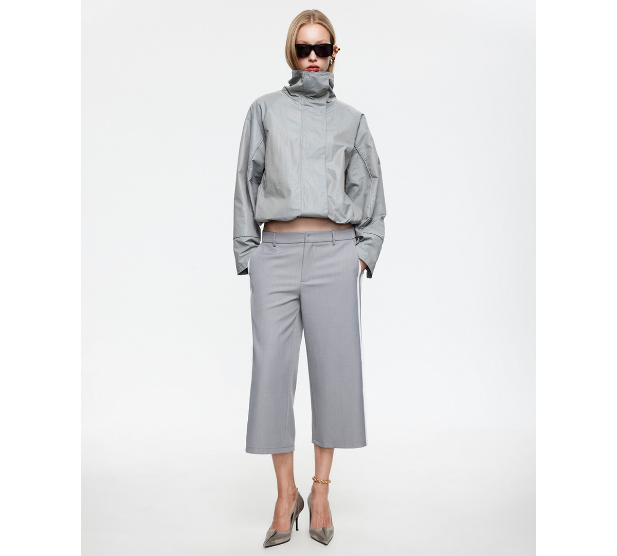 Lioness Women's Shoreline Zip-Front Windbreaker Jacket - Silver | Macy's