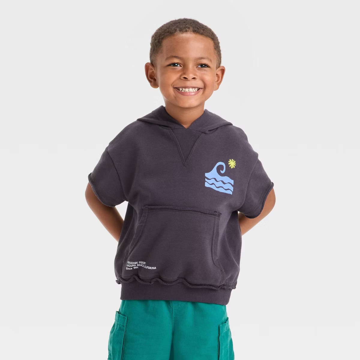 Grayson Mini Toddler Boys' Wave Hoodie Graphic T-Shirt - Black | Target