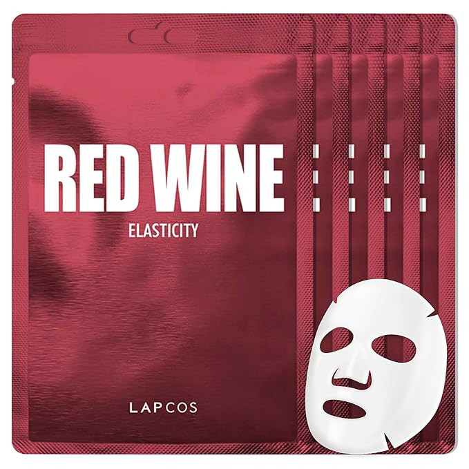 LAPCOS Red Wine Sheet Mask, Daily Face Mask to Restore and Soften Skin, Korean Beauty Favorite, 5... | Amazon (US)