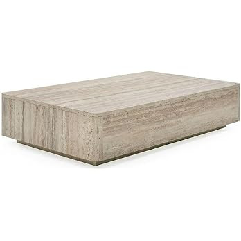 Pemberly Row Contemporary Travertine Rectangular Coffee Table | Amazon (US)